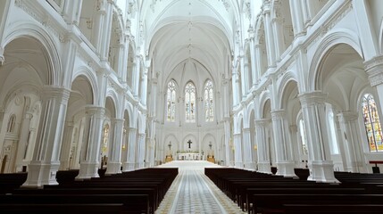 Fototapeta premium Grand white cathedral interior