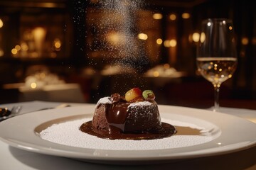 Warm Chocolate Lava Cake with Powdered Sugar