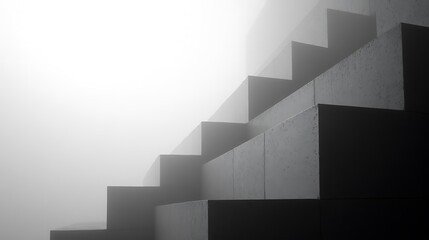 Concrete Steps Ascending into Foggy Air