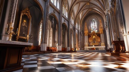 Fototapeta premium Grand church interior with ornate details