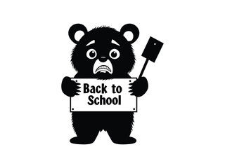 Back to School Bear Silhouette - Fun Animal Design for Seasonal Artwork