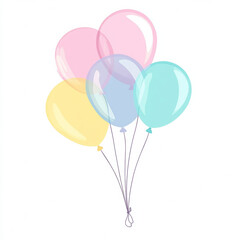 Pastel balloons in simple clip art style