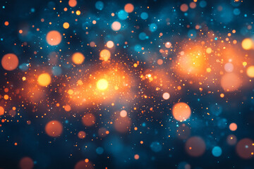 Glowing fire particles on dark background create magic