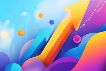 savings account growth visual illustrated concept of financial increase with graphics and arrows optimistic and bright theme