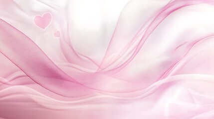 Fototapeta premium Pink Silk Fabric Draped with Hearts Design