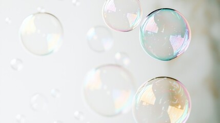 Sparkling Soap Bubbles  Floating  Light  Airy  Transparent  Close up  Background  Iridesce