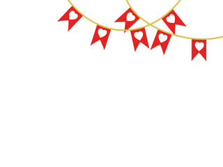 Flag Line Art Hanging Heart Illustration