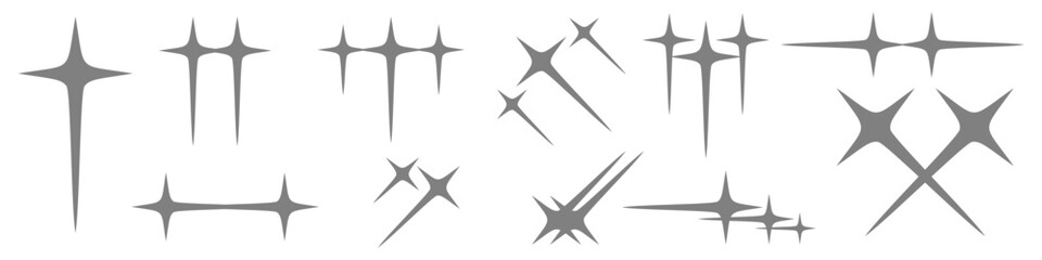 Y2K Aesthetic Sparkling Stars Retro Trendy Minimalistic Abstract Design for Futuristic Digital Graphics, Posters and Illustration Resources