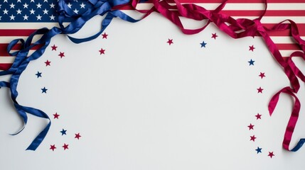Obraz premium Patriotic USA Flag Ribbons Stars Independence Day Background