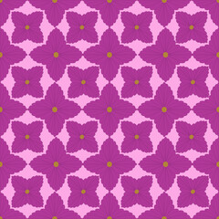 Pink flowers seamless pattern design by geometric 
