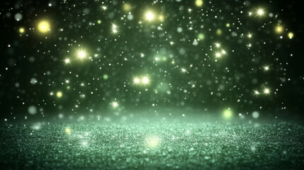 Glittering green abstract background with sparkling lights