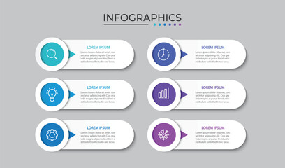Business Infographic Timeline Template Integrated Circle Technology Elements Business Concept With 6 Options
