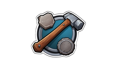 Stone Hammer and Rocks: A Cartoonish Mining Emblem