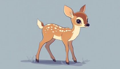 Fototapeta premium Adorable Spotted Fawn Stands Gracefully in Nature