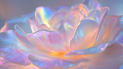 Iridescent Rose Petals Softly Illuminated