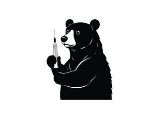 Doctor Bear Silhouette Clipart - Fun Medical Animal Illustration