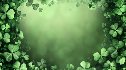 Lucky clover border on a green background