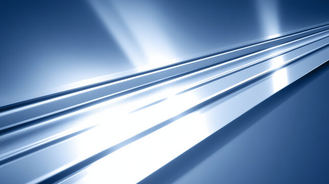 Sleek metallic lines on blue abstract background