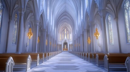 Fototapeta premium Serene cathedral interior, peaceful light