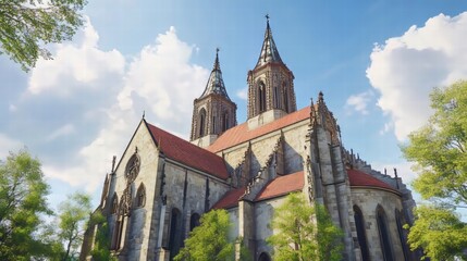 Obraz premium Gothic church under a blue sky