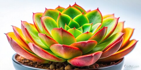 Fototapeta premium Stunning Succulent Cotyledon Orbiculata: Close-Up Photography, Bright Colors, Detailed Texture