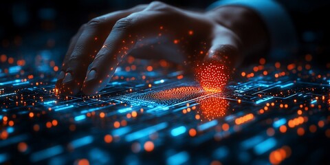 Hand activating digital circuit, data flow