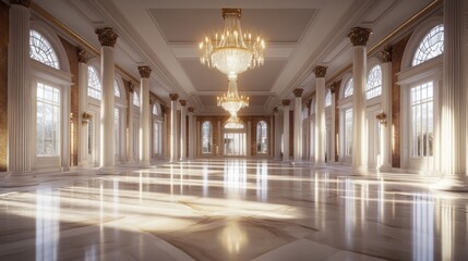 Fototapeta premium Elegant Grand Hall with Chandeliers