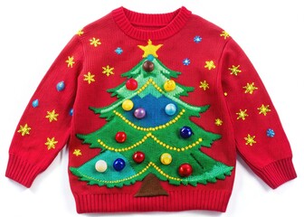Warm Christmas Sweater with Decorated Fir Tree - Festive Holiday Image