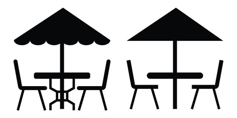 Camping table icon set. Terrace cafe icon set. Terrace cafe icon for web page, logo, banner, app etc. vector illustration eps 10.