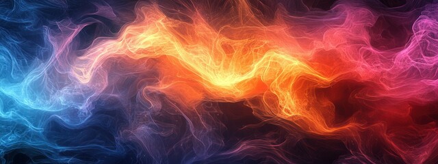A vibrant abstract swirl of colors resembling flowing smoke or energy.