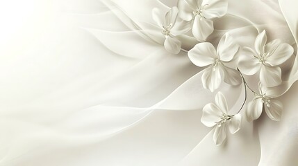 Delicate White Flowers on Soft Draped Fabric