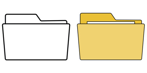 set of file folder icon. Minimalistic computer file folder with paper document inside icon set. eps 10.