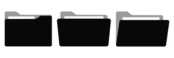 file folder with paper document inside vector icon. computer file folder icon set .