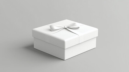 A plain, white box with a simple bow