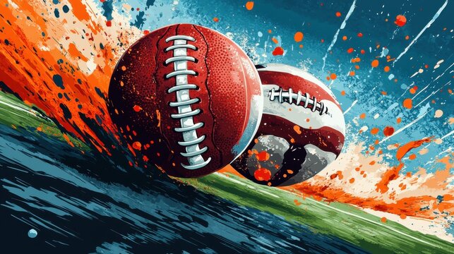 a banner for sports betting that includes a football soccerball basketball baseball hockey puc
