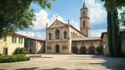 Fototapeta premium Historic church square in sunlight