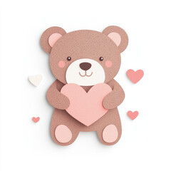 Obraz premium cute teddy bear holding heart, perfect for Valentine Day gifts
