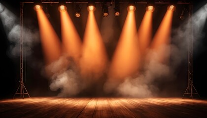 Dark Room with Illuminated Orange Spotlights A Perfect Canvas for Ideas