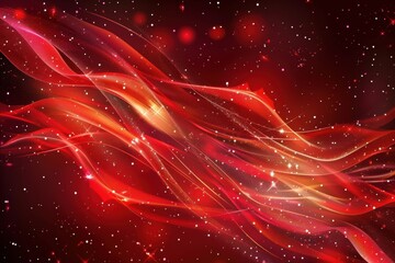 Abstract Red Background with Glowing Lights, Sparkles, and Digital Art for a Vibrant and Mystical Fantasy Design