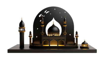 Elegant Mosque 3D Render on a transparent background 