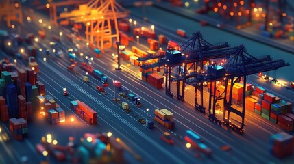 Obraz premium Nighttime Cargo Port