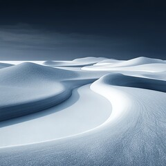 Abstract snow photography, geometric ice formations on a frozen lake, surreal composition, 3D illustration