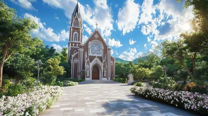 Naklejka premium Church on a sunny day