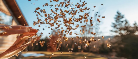 Golden Confetti Celebration  Festive Party Joy