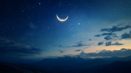 Fototapeta premium The moon shining brightly in the night sky.
