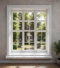 White window frame in a traditional house setting, Vintage, cultural, nostalgia, classic