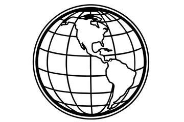 a desktop spinning globe line art vector illustration