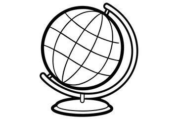 a desktop spinning globe line art vector illustration