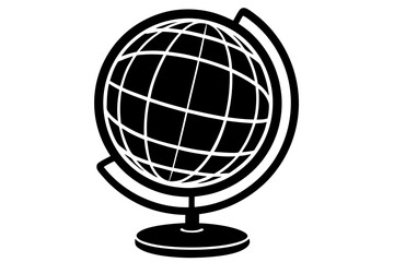 a desktop spinning globe silhouette vector illustration