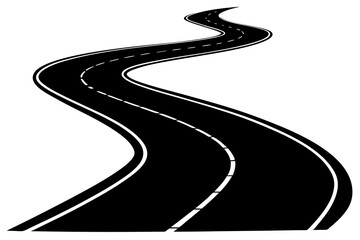  long winding a road disappearing into distance silhouette vector